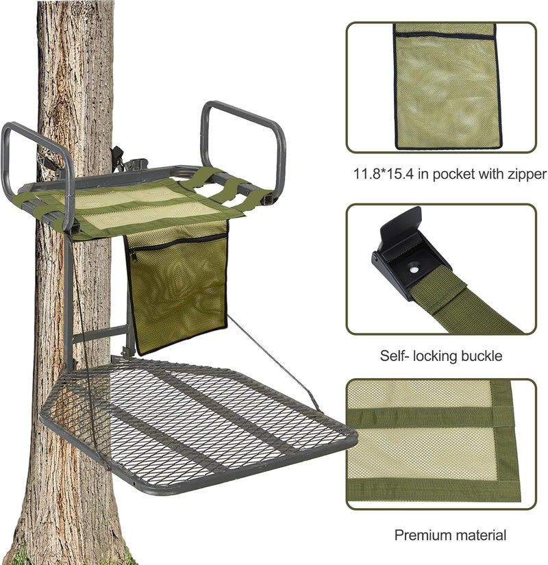 Mofuiry Universal Tree Stand Seat Replacement with Pocket, 16 X 12Inch Lightweight Replacement Treestand Seat with Adjustable Strap Hunting Accessories Fits All Ladder Stand, Works On Climbing Treestands - Image 3